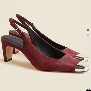 J. Crew - Cap toe slingback pumps in suede Warmed Walnut Size 8 CP061 NWT in Box